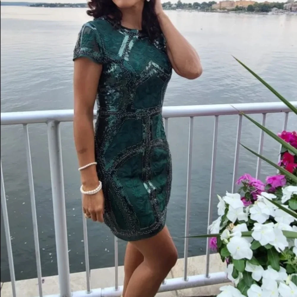 Lulu's Emerald Sequin Mini Dress - Picture 9 of 15